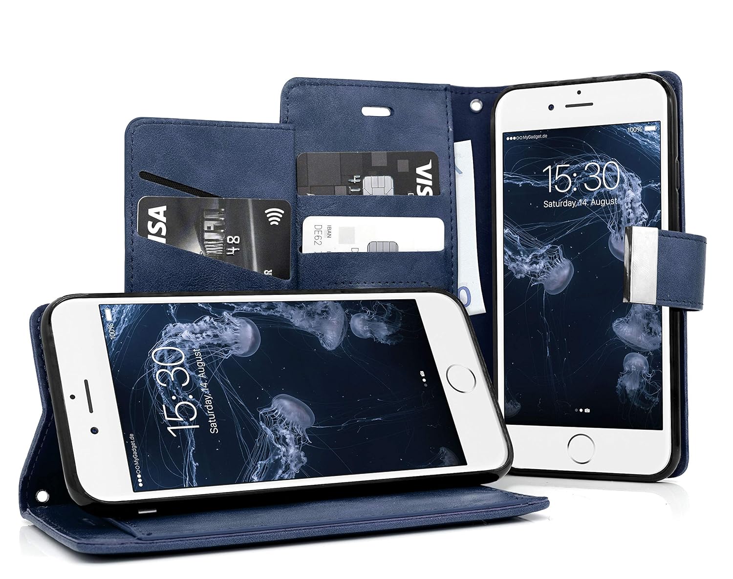 MyGadget Funda Flip Cierre Magnético para Apple iPhone 7/8 Cuero ...