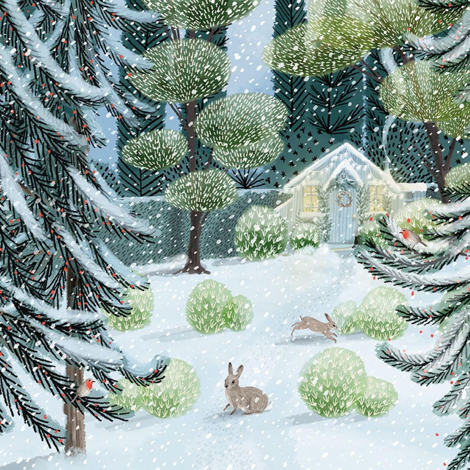 Museums & Galleries Pack of 5 Artistic Charity Christmas Cards - Forest Friends - Lovely Illustration of a Winter Scene by Jane Newland - 5 Cards of 1 Design