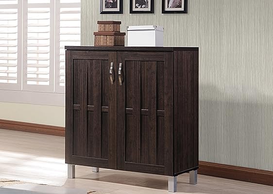 Baxton Studio Excel Sideboard Storage Cabinet, Dark Brown