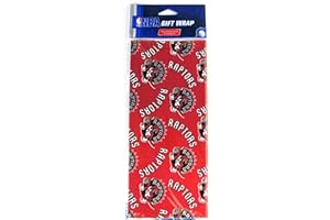 Pro Specialties Group NBA Toronto Raptors Sports-Themed Gift Wrap, 30 Inches x 20 Inches, 3 Sheets, Red, Semi-Gloss, Casual/Sports Event