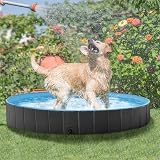 Yaheetech PVC Foldable Pet Pool 120x30cm Black Indoor Outdoor Large Bathing Tub view 2