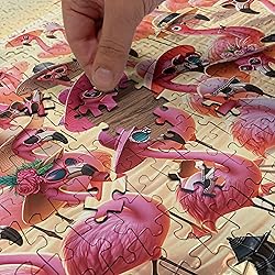 Ambesonne Flamingo Jigsaw Puzzle, Summer Beach with
