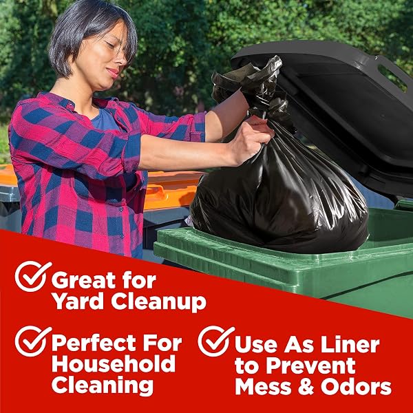 TOUGHBAG 65 GALLON TRASH BAGS (120 COUNT) – 50X48″ LARGE BLACK GARBAGE CAN LINERS – MADE IN USA