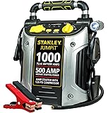 STANLEY J5C09 Jump Starter: 1000 Peak/500 Instant Amps, 120 PSI Air Compressor