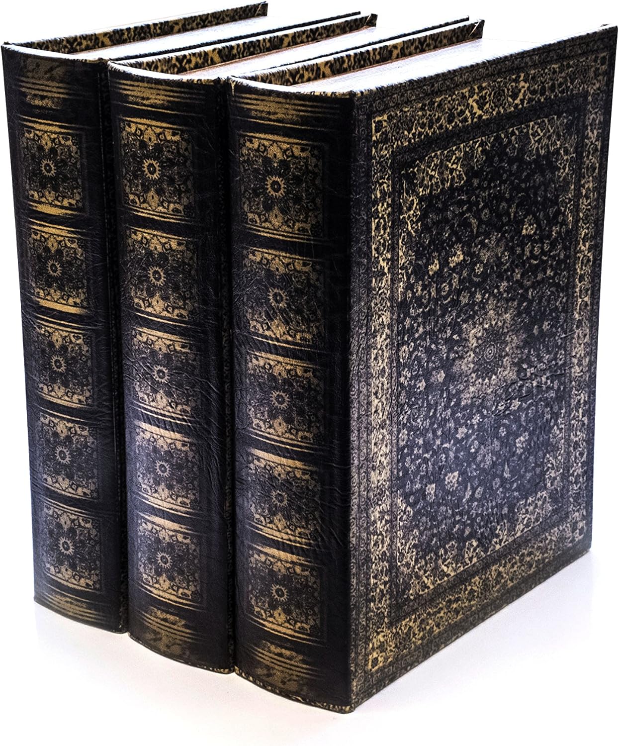 Bellagio-Italia Old World Book Box, Persian - Stores up to 144 DVDs, CDs, Blu-Rays or Valuables- Stores Cover Art - Acid Free Sheets