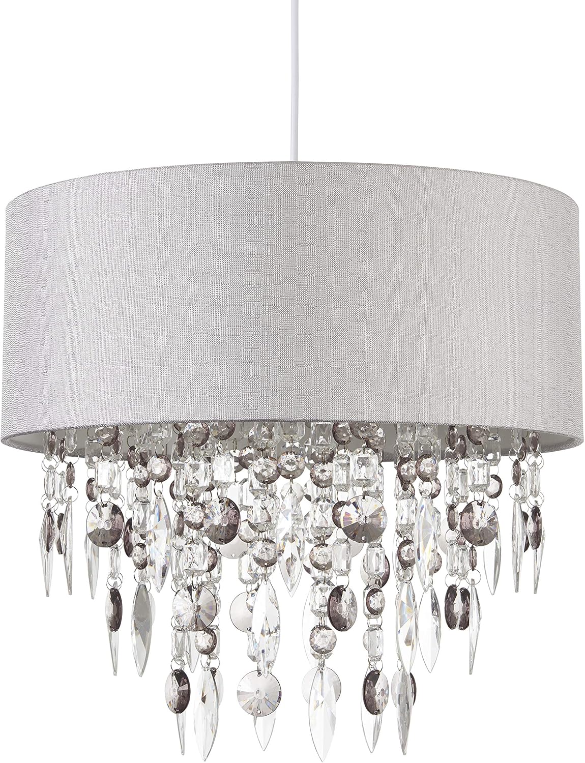 Modern Large 40cm Easy Fit Ceiling Light Shade in Grey with Acrylic