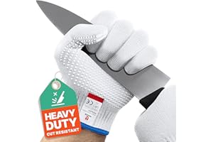 NoCry Cut Resistant Protective Work Gloves with Rubber Grip Dots. Tough and Durable Stainless Steel Material, EN388 Certified