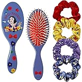 LUV HER Disney Princess Snow White Hair Accessory Set – 5 Pieces: 1 Detangling 9-inch Hairbrush & 4 Scrunchies, Elastic Hair Ties, Ages 3+