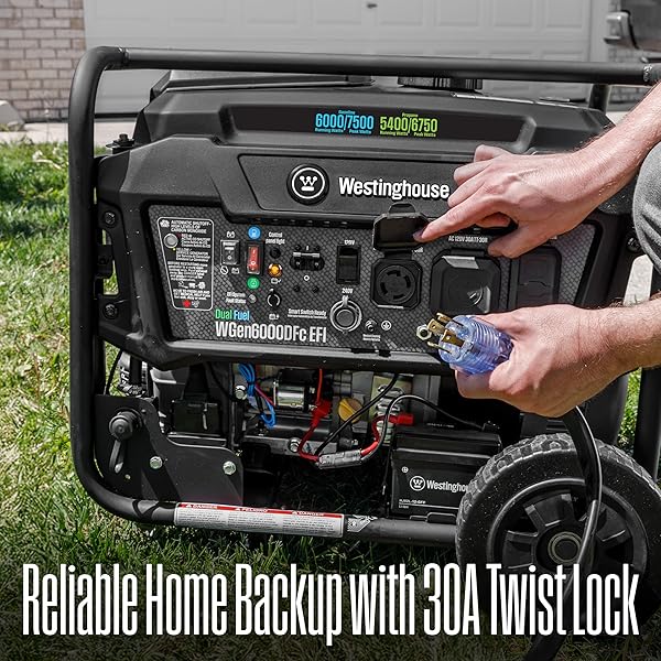 WESTINGHOUSE 9500 PEAK WATT HOME BACKUP PORTABLE GENERATOR, TRANSFER SWITCH READY 30A OUTLET, GAS POWERED