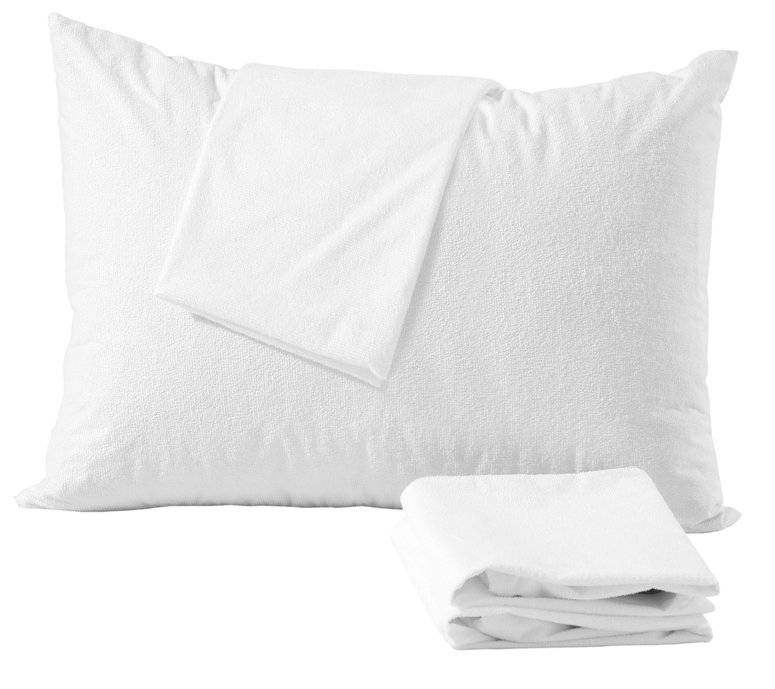 4 PCs King Pillow Protectors 100 Waterproof Zippered Cotton White Terry Bed Bug 5060545020630