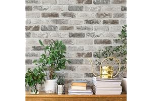 Guvana 17.3"×118" Brick Peel and Stick Wallpaper Brick Wallpaper Grey Brown 3D Brick Self Adhesive Contact Paper Textured Removable Vintage Wallpaper Decorative Wall Classroom Covering