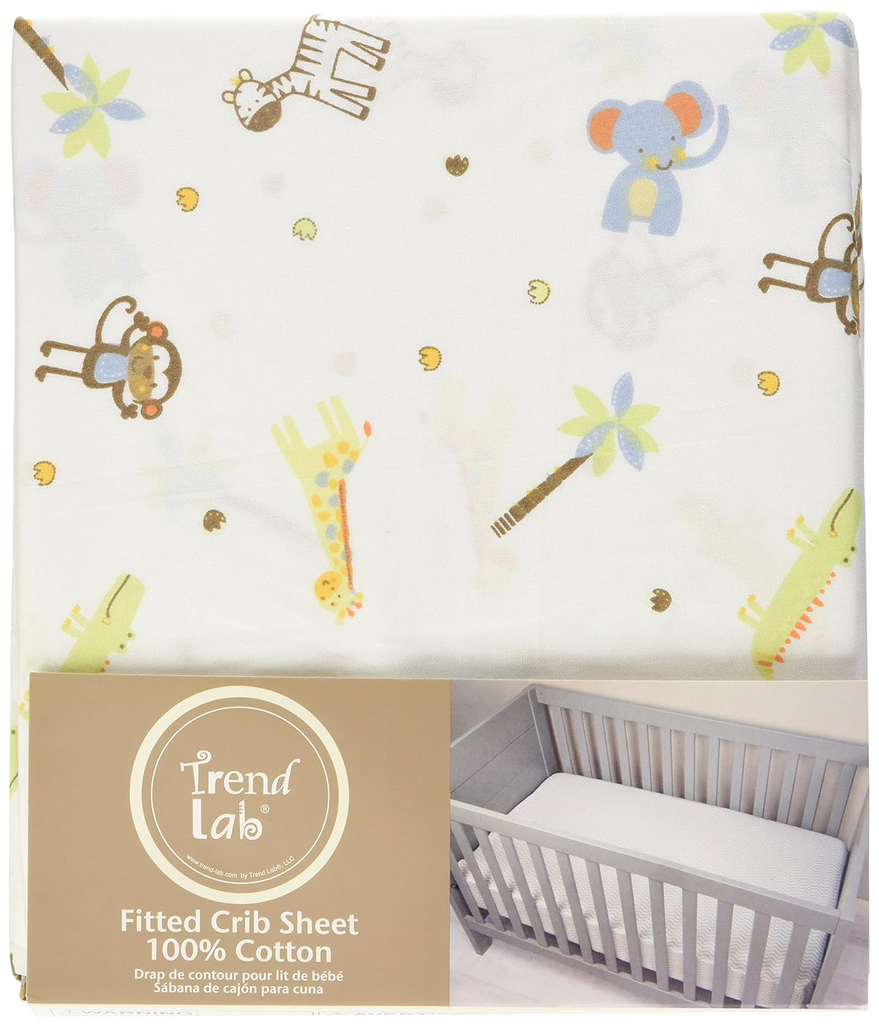 White Trend Lab Jungle Fun Animal Fitted Crib Sheet Kids Home Store Kids Home Store Jasontammemagi Com