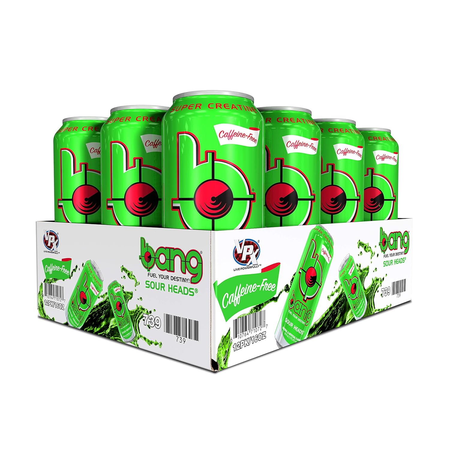 Bang Caffeine Free Black Cherry Vanilla Energy Drink, 0 Calories, Sugar Free with Super Creatine, 16oz, 12 Count : Grocery & Gourmet Food