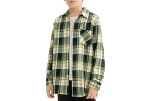 Motarto Boys Plaid Flannel Long Sleeve Button Down Shirt Kids Casual Shirts 4-14 Years