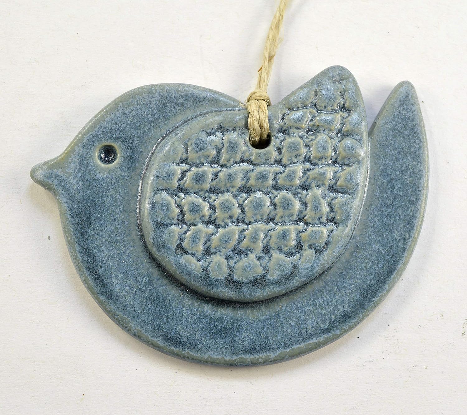 Blue Bird Ornament Handmade Pottery Handmade