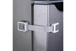 2-Pack Child Proof Fridge Lock with Adhesive - Adjustable Baby Proofing Straps - Refrigerator Lock for Kids - Freezer Latch t