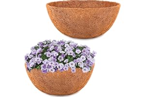 HFHOME 2PCS 14" Round Coco Liner, 14 inch Coco Fiber Replacement Liners for Hanging Basket