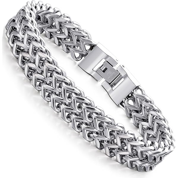 Men's Heavy-Duty Stainless Steel Bracelet - Black & Gold Convex Dot Link Design
