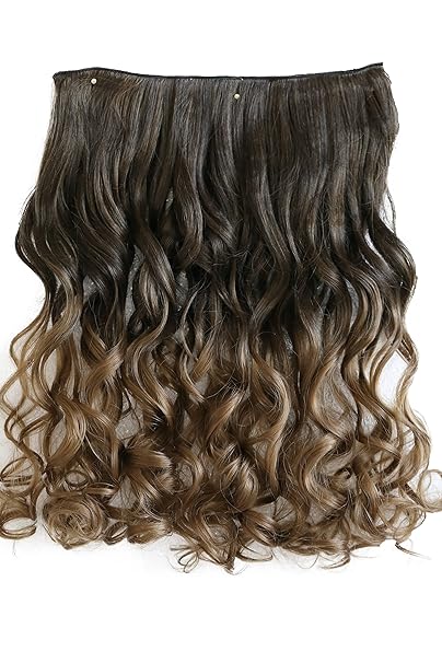 PRETTYSHOP 55cm Ombré Two-Tone Clip In Extensions Halbperücke Haarverlängerung Haarverdichtung Haarteil hitzebeständig wie Ec