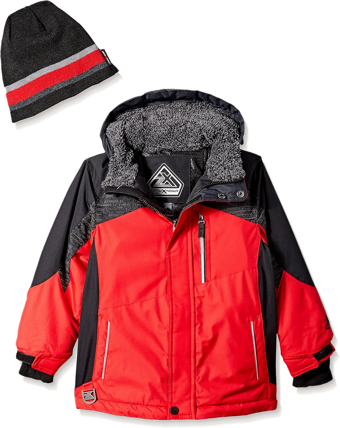 ZeroXposur Little Juvi Boys Chamfron Snowboard Jacket, Red, Large Clothing
