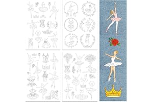 peacoblue Water Soluble Embroidery Patterns for Beginners 4 Sheets with 51pcs Ballet Patternsfor Dance Shoes Skirt, Wash Away Embroidery Pattern Stabilizer for Hand Sewing Lover Women Adults