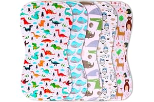 KiddyStar Triple Layer Baby Burp Cloths | 5-Pack, Organic Cotton, Large, Soft, Absorbent Burping Towels for Infants