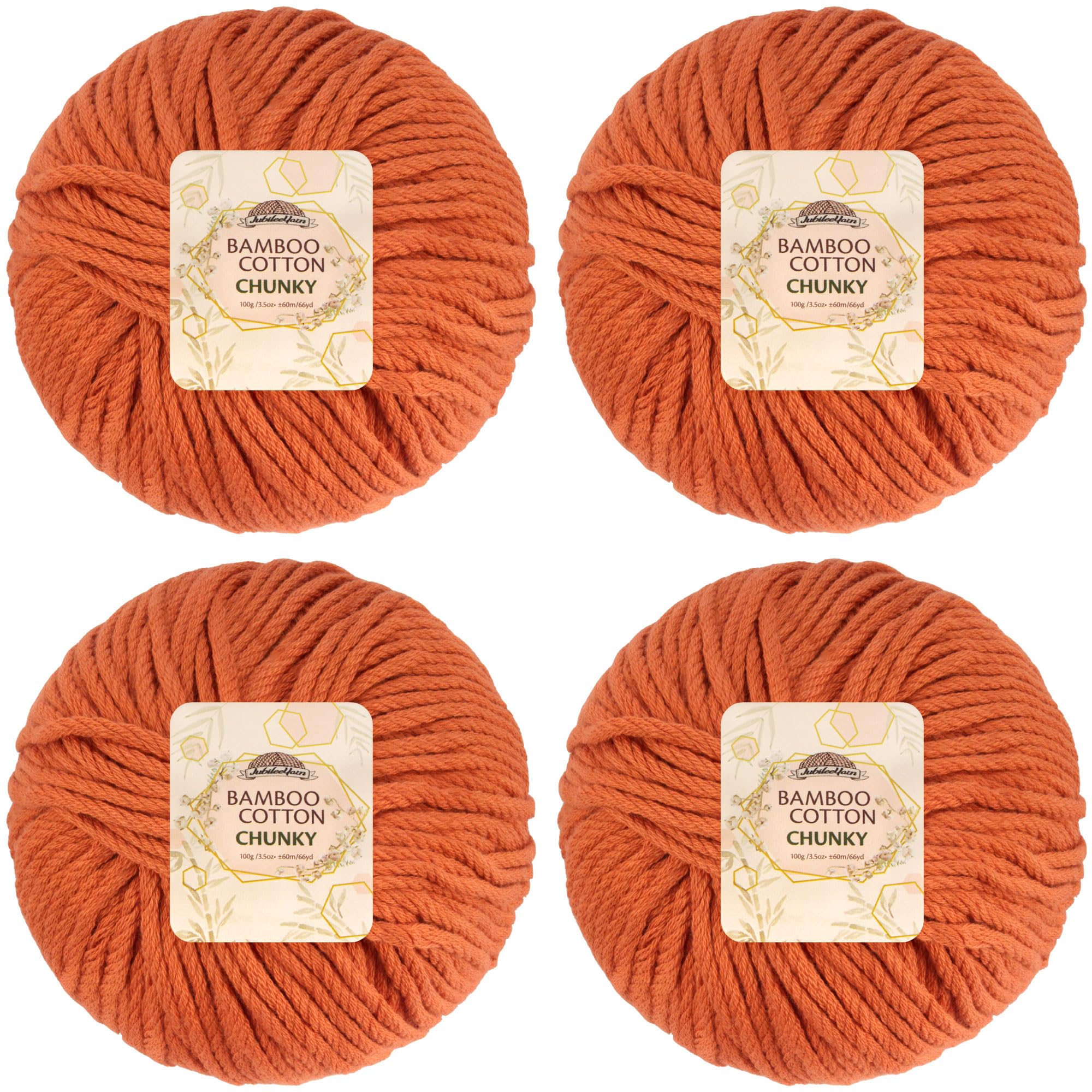 JubileeYarn Bamboo Cotton Chunky Yarn - 100g/Ball - Burnt Orange - 4 Balls — image 1