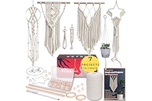 MIGO Creates Macrame Kits for Adults Beginners with 112 Macrame Supplies and 7 Projects Book: DIY Macrame Kit Includes 165 Yards Macrame Cord with Craft Supplies & Materials to Start Macrame!
