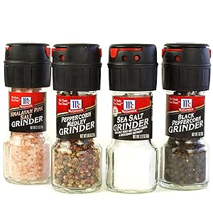 Salt & Pepper Grinder Variety Pack By McCormick (Himalayan Pink Salt, Sea Salt, Black Pepper, Mixed Peppercorn Grinder), 4 Count