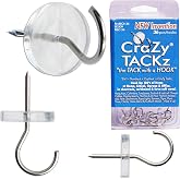 CraZy TACKz 2-in-1 Tack with a Hook - Push Pin or Thumb Tack with Hook | New Invention for Hanging 100s of Items at Home, School, Dorm or Office. Hang Christmas Lights or Halloween Decorations.