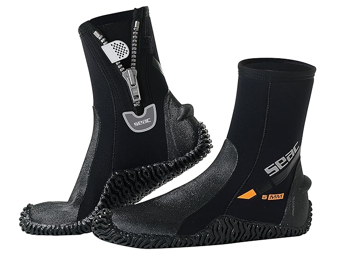 Seac Basic HD, Füßling aus 5 mm Neopren und fester Laufsohle, Taucherschuhe für Geräteflosse