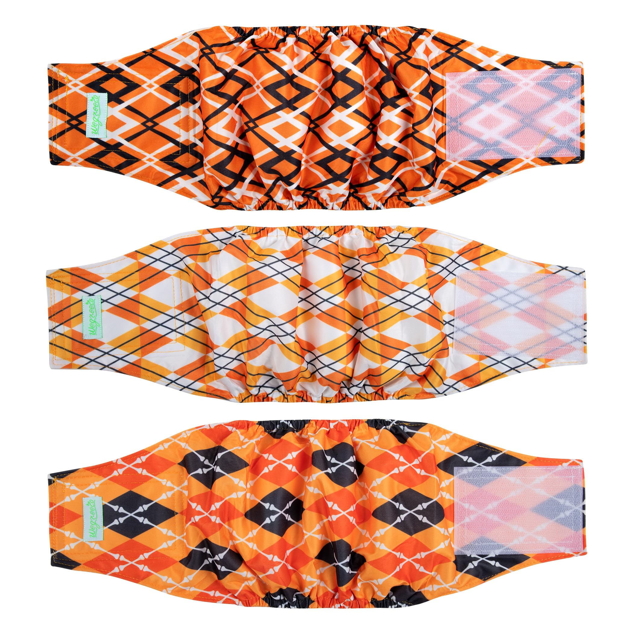 Photo 1 of ***FACTORY SEALED*** wegreeco Washable Male Dog Belly Band (Stylish Pattern)- Pack of 3 - Washable Male Dog Belly Wrap, Dog Diapers Male (Yellow Geometric, Medium)