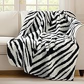 blunique Zebra Throw Blanket for Couch Bed Sofa Ultra Soft Cozy Animal Print Blanket, Lightweight Western Decor Plush Throw, Blanket for Women & Teen Girls 50x60 Inches Black