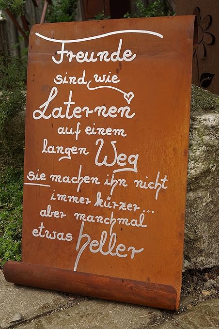 Edelrost Tafel Freunde Sind Wie Laternen Wandtafel Schild