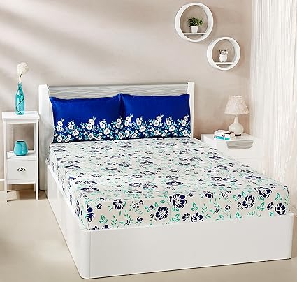 Solimo 144 TC Cotton Double Bedsheet with 2 Pillow Covers