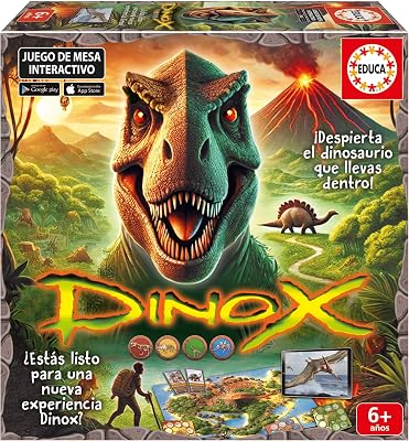 - Dinox Juego de Mesa Niños 6 Años, Juego Educativo de Dinosaurios con Preguntas y App (20379)