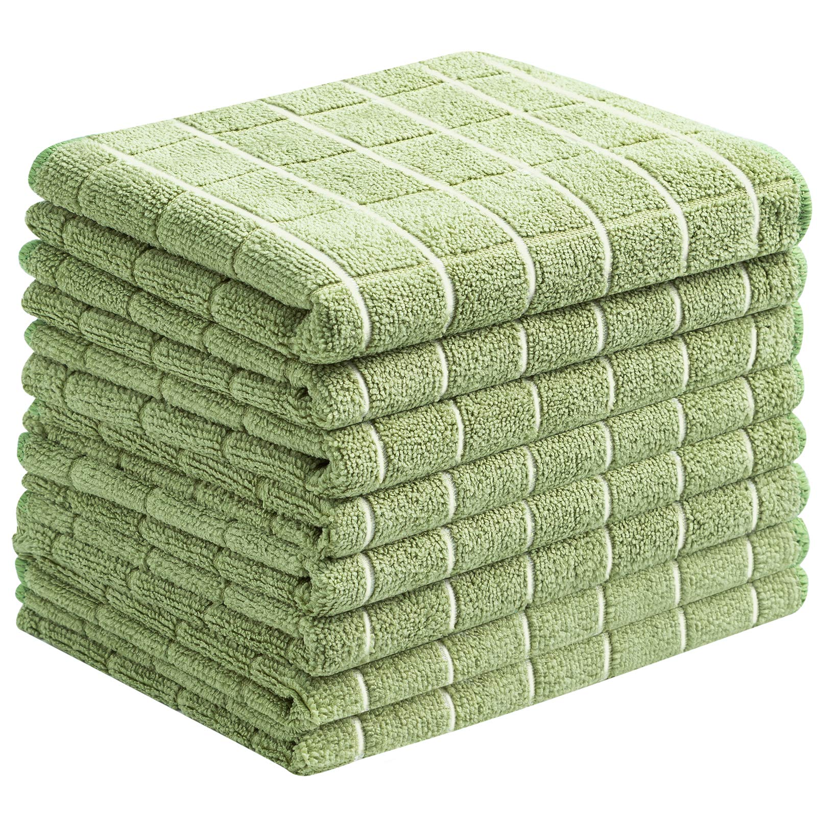 Photo 1 of Microfiber Dish Towels - Soft, Super Absorbent and Lint Free Kitchen Towels - 8 Pack (Lattice Designed Olive Colors) - 26 x 18 Inch (Olive Green)