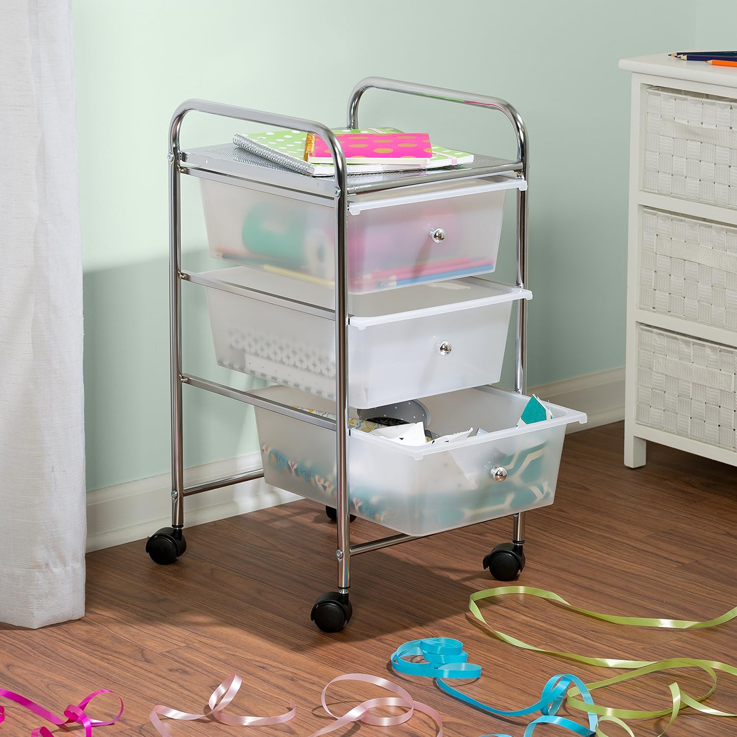 Honey-Can-Do 3-Drawer Plastic Storage Cart on Wheels: Home & Kitchen