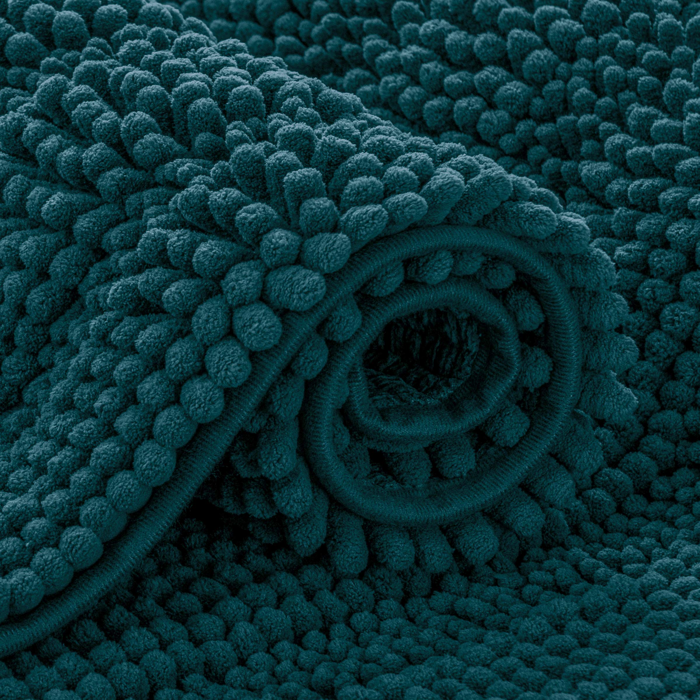 subrtex Bathroom Rugs Chenille Bath Rug Striped Plush Bath Mat Soft Rugs for Bathroom Water Absorbent Shower Mat Quick Dry Machine Washable(Blue,20"x32")