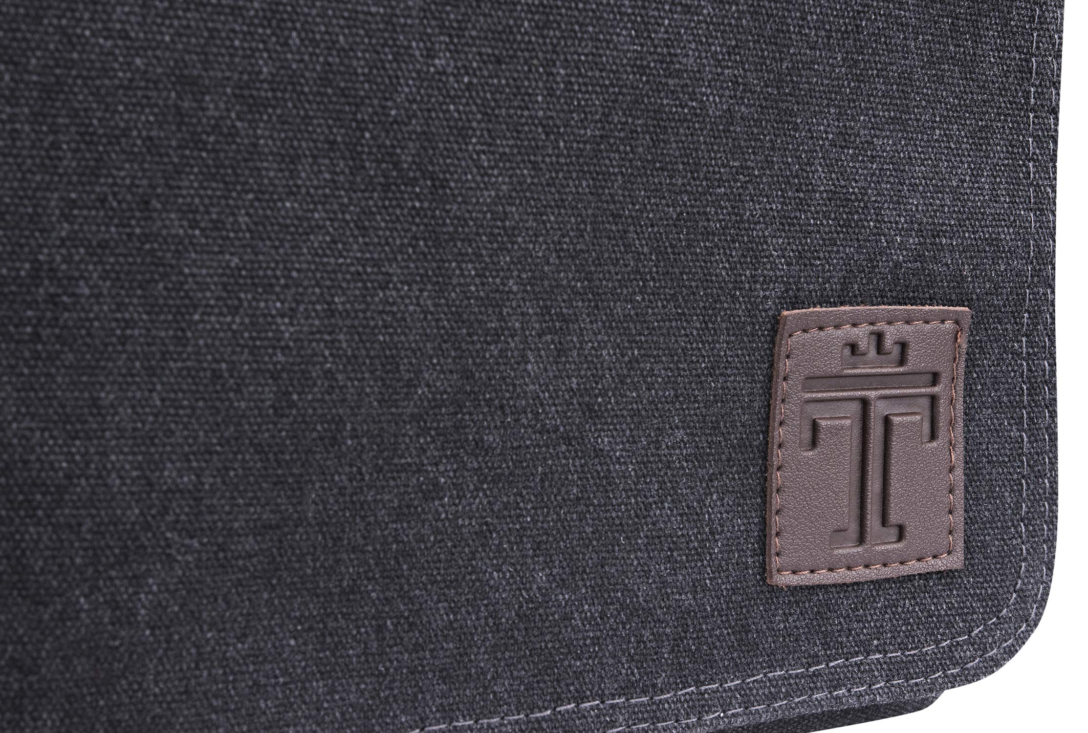 TRAVANDO Laptoptasche 14-16 Zoll Laptop Tasche Herren Umhängetasche Canvas Segeltuch Kuriertasche Messenger Bag Herren für Arbeit Schule Freizeit Notebook Tasche (Schwarz) 6