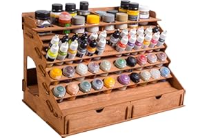 Plydolex Wooden Craft Paint Storage Rack Organizer - 58 Holes for Citadel, Vallejo, Tamiya Paint Bottles - Suitable for Painting Warhammer, DnD, Pathfinder and Other Miniatures