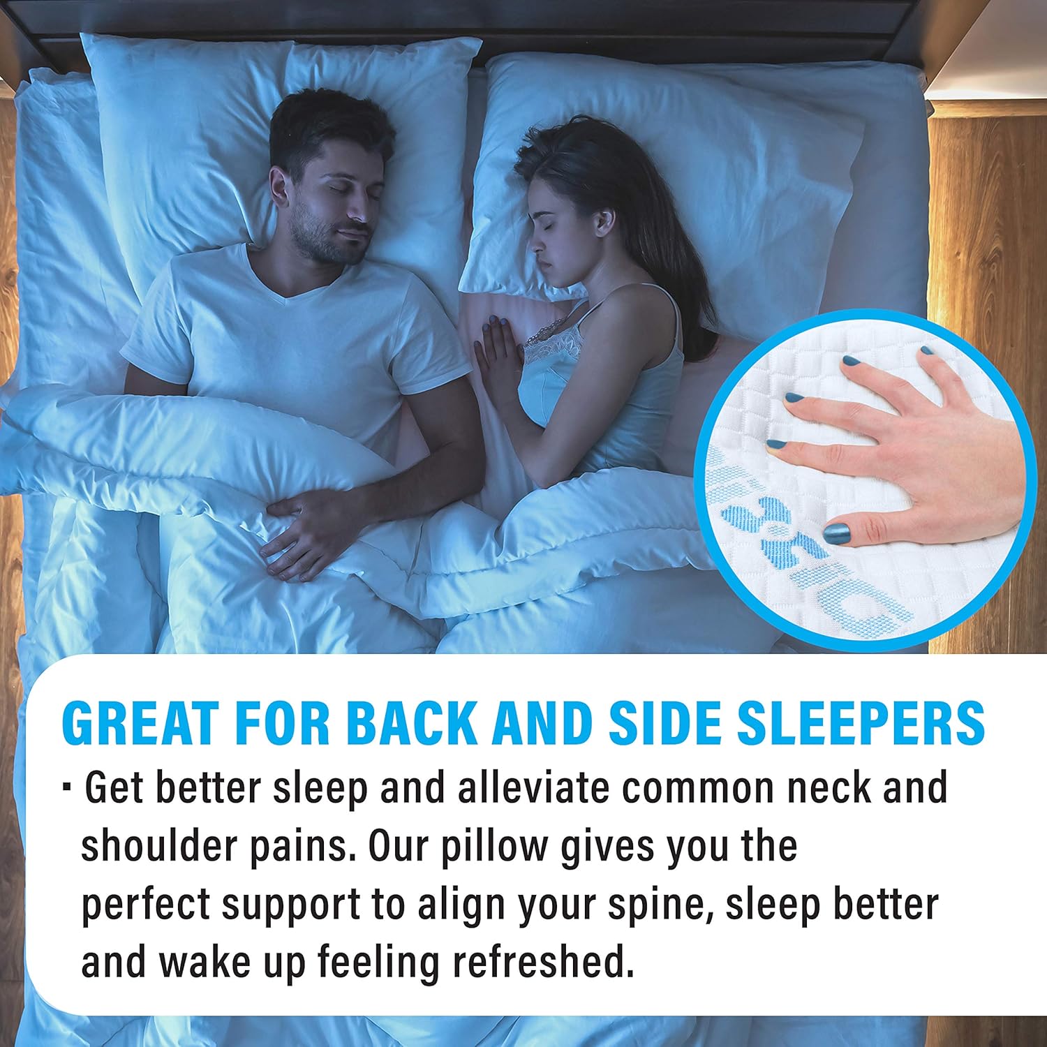 2 Pack Shredded Memory Foam Bed Pillows for Sleeping - Bamboo Cooling Hypoallergenic Sleep Pillow for Back and Side Sleeper - Queen Size: Home & Kitchen