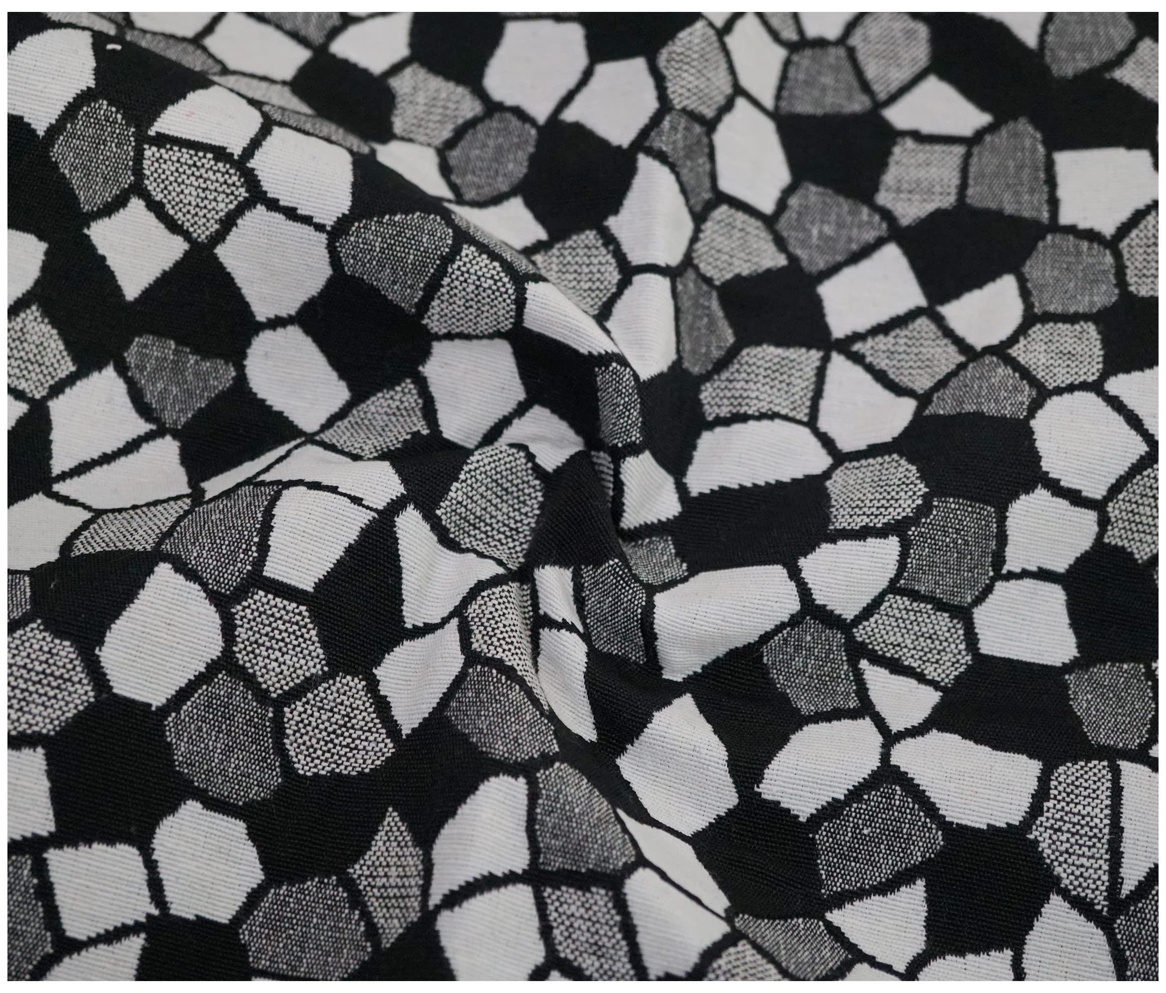 Luxury Tapestry Woven Curtain Upholstery Fabric Sofa Cushion Durable Material (100 x 140cm, Mosaic Tiles B&W)