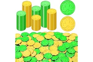 FULLIVE 120 PCS St Patricks Day Decorations, 1.4 in Shamrock St Patricks Day Coins, Gold Green Lucky Coins Fake Coins Plastic Coins St Patricks Day Gold Coins, Shamrock Decoration St Patricks Day Party Favor