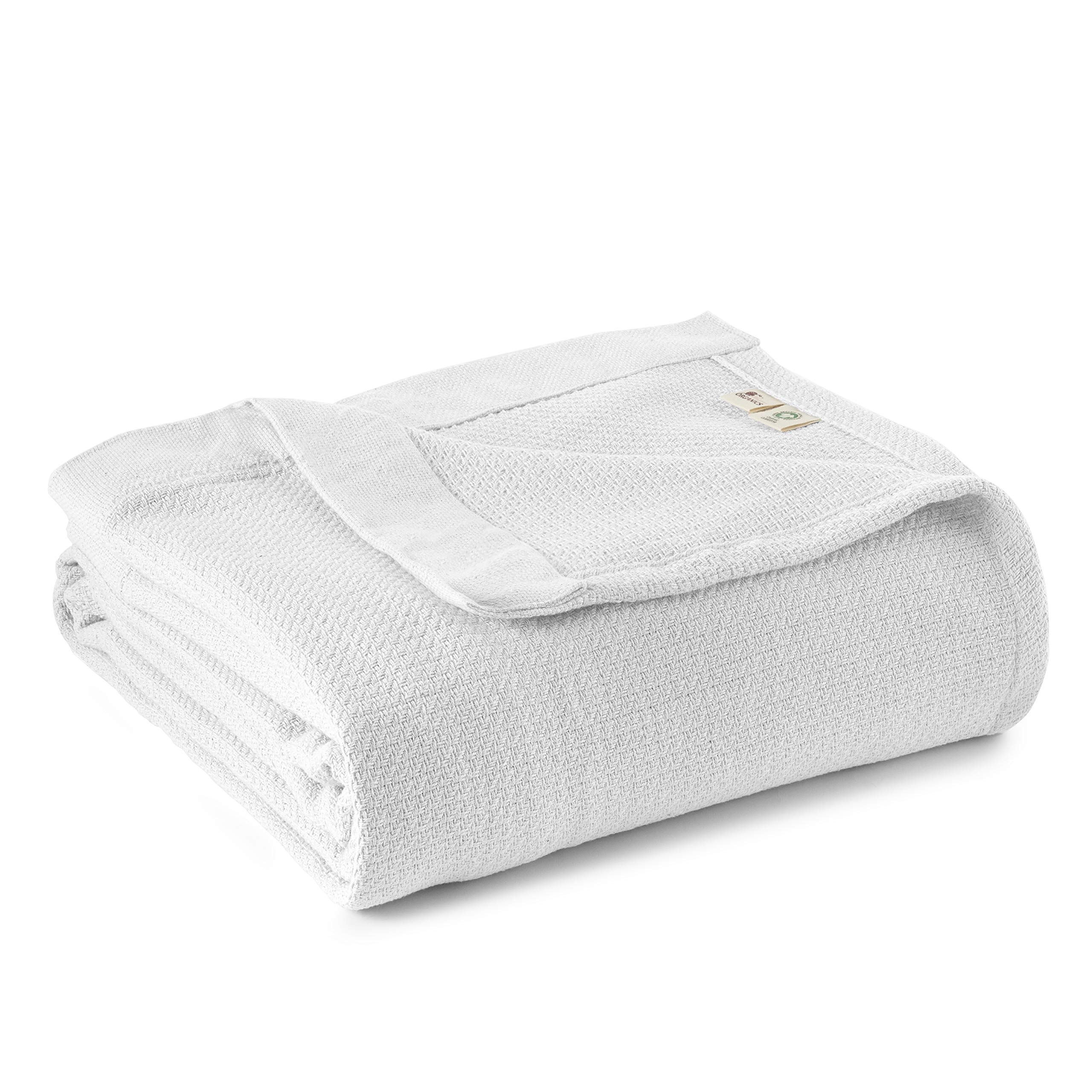 Whisper Organics Organic Cotton Blanket G.O.T.S. Certified (Full/Queen, White)