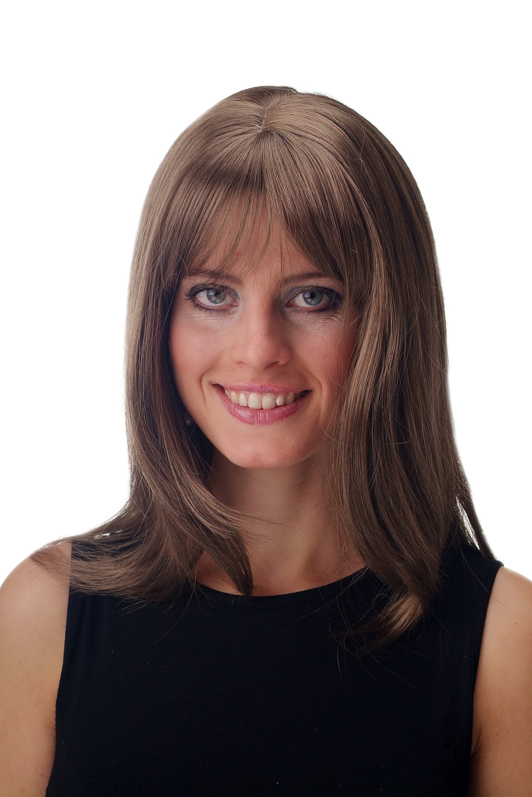 WIG ME UP - GFW09-88 Lady Quality Wig long straight layered fringe bangs light brown brunette