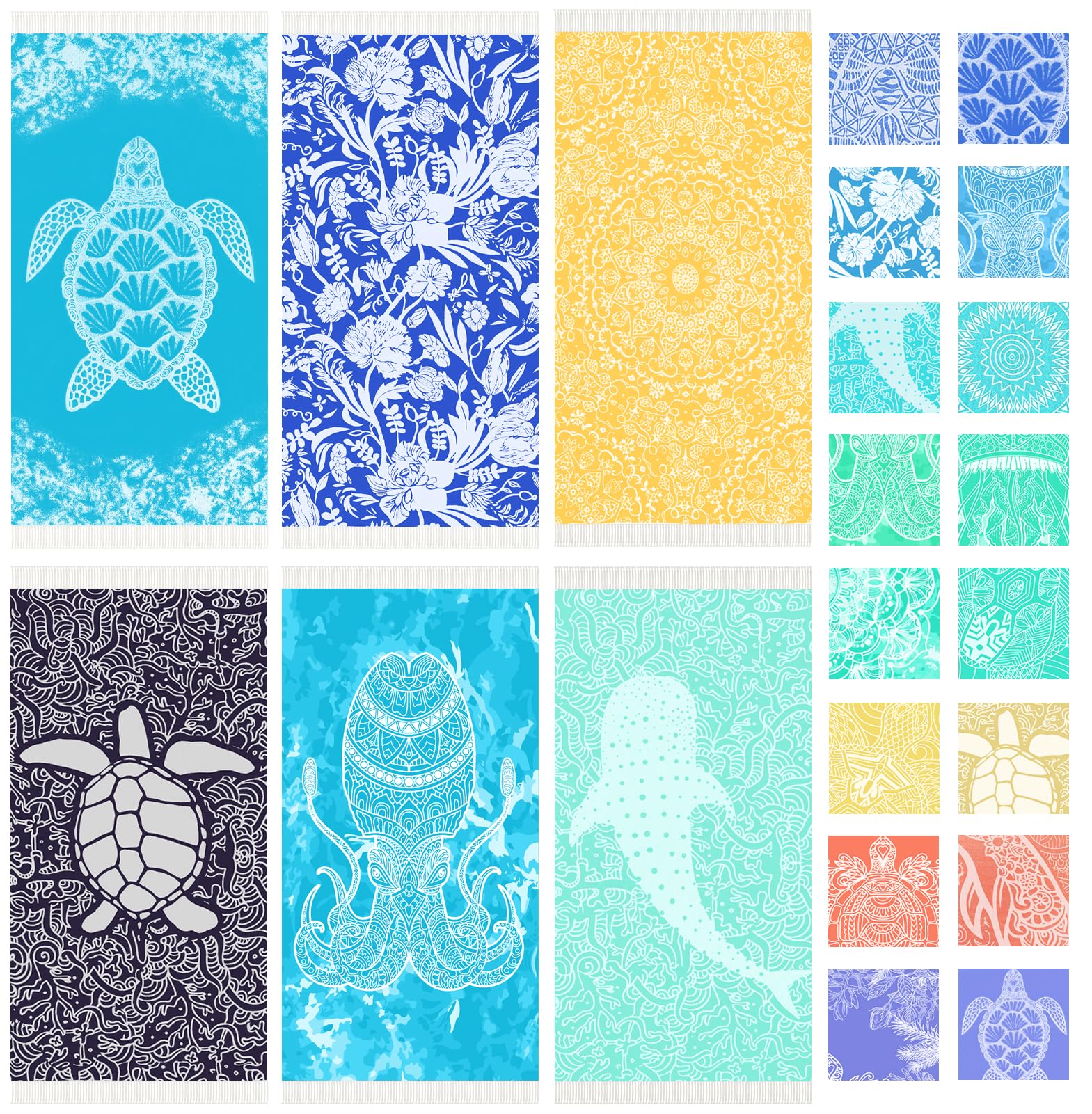 Vikumond Thin Turkish Beach Towel Lightweight Soft Cotton Extra Large XL Oversized Sand Free Sandproof Absorbent Quick Dry Towels Cloud Bath Pool Travel Compact Essentials Accessories for Adult Gifts Image