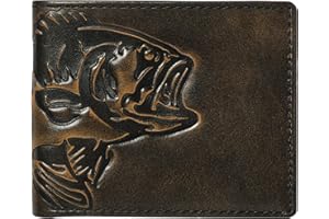 House of Jack Co. Bass Wallet for Men, Double ID Bifold, Full Grain Leather Fishing Wallet, Black