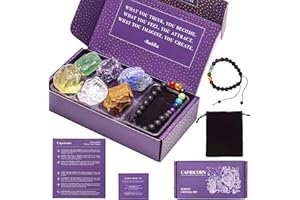 KARMABOX Capricorn Gifts for Women - Capricorn Crystal Healing Stone Gift Set - 12 Zodiac Signs - Zodiac Gifts - Astrology Gifts for Women - Horoscope Gifts - Birthday Gifts for Women
