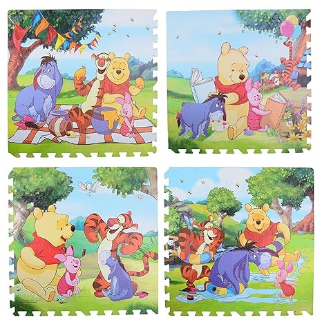 Baby Bucket 4pc EVA Foam Puzzle Crawl/Exercise/Floor Mat (High Quality Interlocking Play Mat - Fam) (Premium Quality. Print May Vary) 4